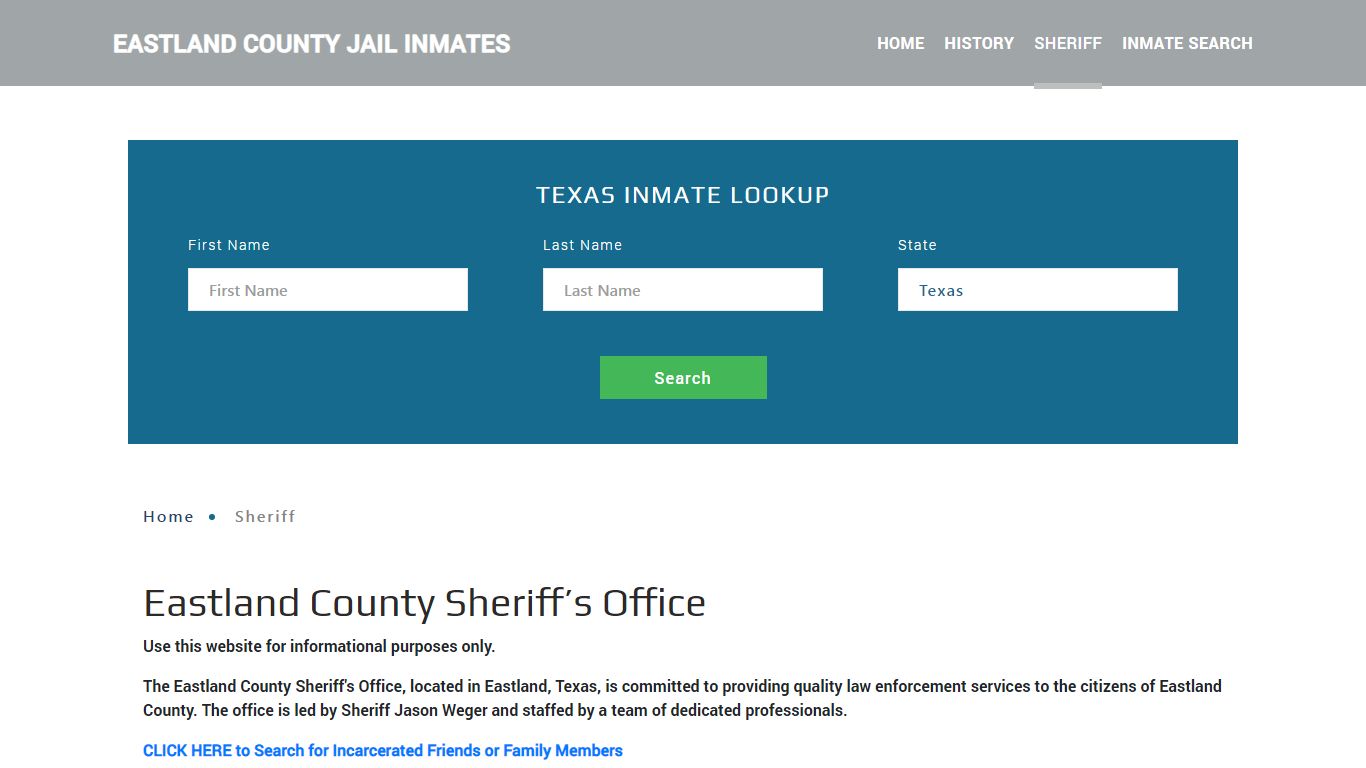 Eastland County Sheriff, TX Arrest Warrant Lookup