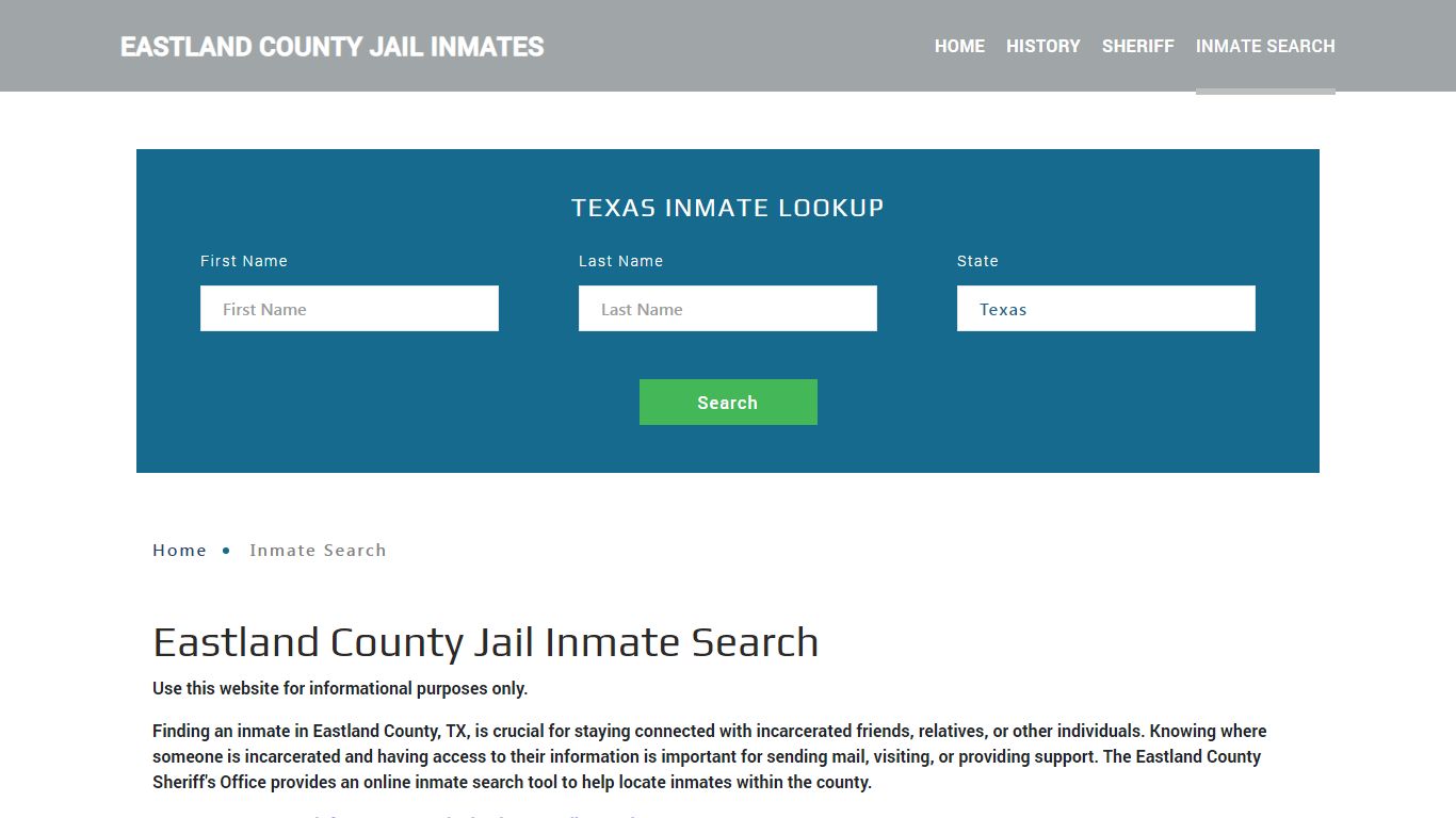 Eastland County, TX Detainee Lookup